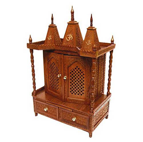 Handmade Teak Wood Temple in UK with Jaali Doors 36x18x48 Inches 1 Handmade Teak Wood Temple in UK with Jaali Doors 36x18x48 Inches