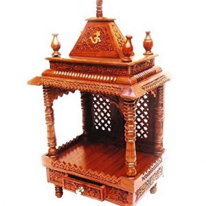 Handmade Teak wood mandir in UK 18x12x32 Inches Large