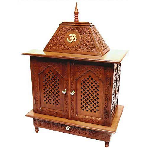Wooden Temple for Pooja Room in UK 30-18-42 Inches with door 1 Wooden Temple for Pooja Room in UK 30-18-42 Inches with door