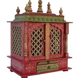 Handmade Large Hand Painted Pooja Mandir in UK Maroon