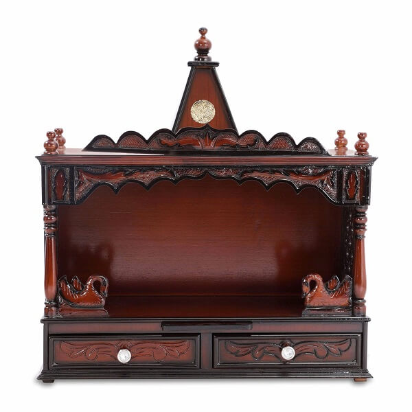 Handmade Large Pooja Mandir in UK Brown (30-12-32 Inches) 2 Handmade Large Pooja Mandir in UK Brown (30-12-32 Inches) - Image 2