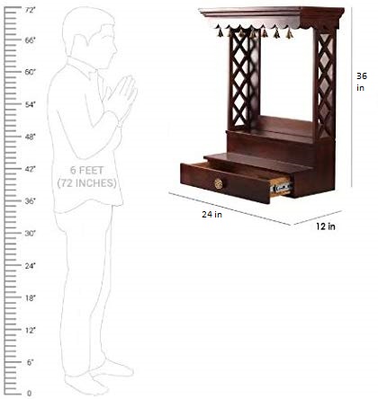 Large Handmade Wooden Pooja Mandir for Home in UK with frame 4 Large Handmade Wooden Pooja Mandir for Home in UK with frame - Image 4