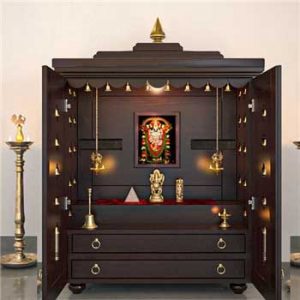 Handmade large pooja mandir 2 drawers in expresso finish 36x15x56 inches
